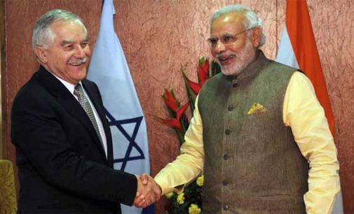 The Prime Minister, Narendra Modi meeting the Agriculture Minister of Israel, yair shamir, in Gandhinagar, Gujarat on January 11, 2015.