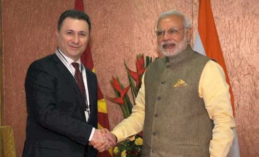 The Prime Minister, Narendra Modi meeting the Prime Minister of Macedonia, Nicola Gruevski, in Gandhinagar, Gujarat on January 11, 2015.