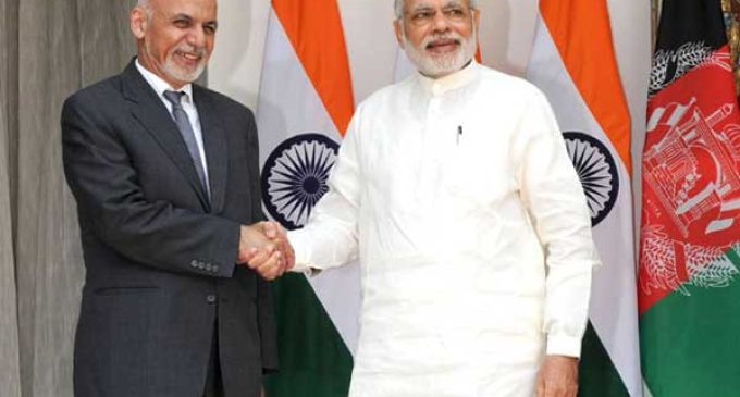 The Prime Minister, Narendra Modi with the President of the Islamic Republic of Afghanistan, Dr. Mohammad Ashraf Ghani