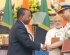 The Prime Minister, Narendra Modi and the President of the United Republic of Tanzania, Jakaya Kikwete at the Signing Ceremony