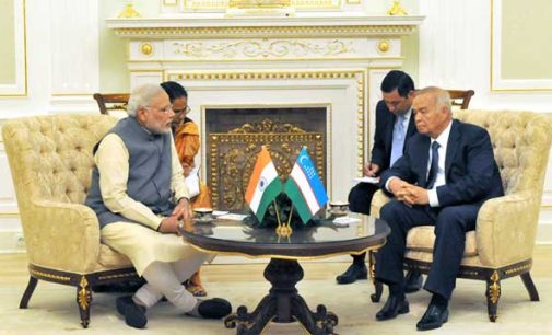 The Prime Minister, Narendra Modi in restricted meeting with the President of Uzbekistan, Islam Karimov