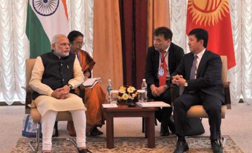 The Prime Minister, Narendra Modi meeting the Prime Minister of Kyrgyz Republic, Temir Sariyev,