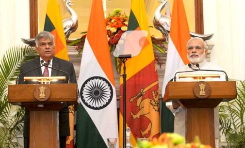 Prime Minister, Narendra Modi with the Prime Minister of the Democratic Socialist Republic of Sri Lanka, Ranil Wickremesinghe