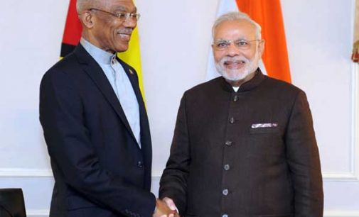 Prime Minister, Narendra Modi meets the President of Guyana, David Arthur Granger