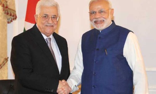 Prime Minister, Narendra Modi meeting the President of Palestine, Mahmoud Abbas