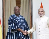 Prime Minister, Narendra Modi meeting the President of the Republic of Ghana, John Dramani Mahama