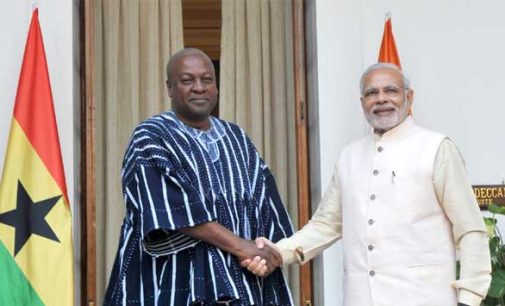 Prime Minister, Narendra Modi meeting the President of the Republic of Ghana, John Dramani Mahama