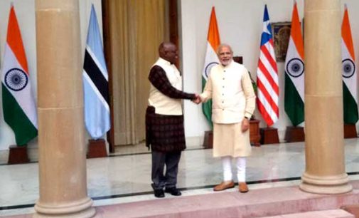 Prime Minister, Narendra Modi meeting the Vice President of the Republic of Botswana, Mokgweetsi Masisi