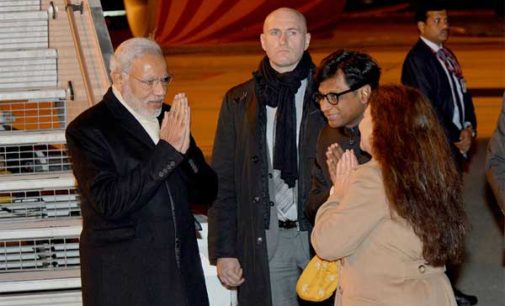 Prime Minister, Narendra Modi being received on his arrival at Paris to attend COP21 Summit, in France.
