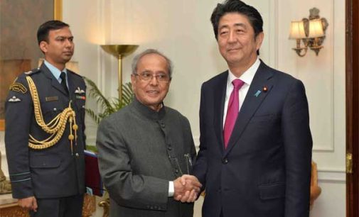 Shinzo Abe, Prime Minister of Japan called on the President of India, Pranab Mukherjee