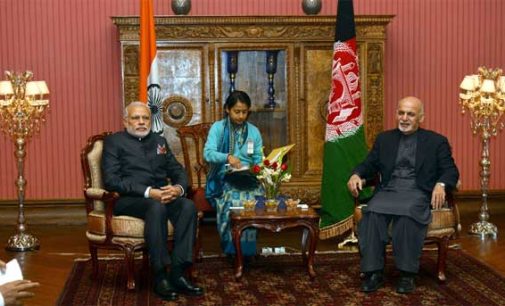 Prime Minister, Narendra Modi in tete a tete with the President of Afghanistan, Dr. Ashraf Ghani