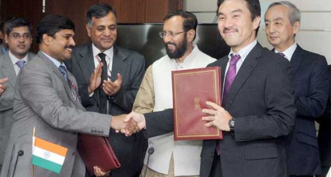 MoS for Environment, Forest and Climate Change (IC), Prakash Javadekar and the Ambassador of Japan to India, Kenji Hiramatsu