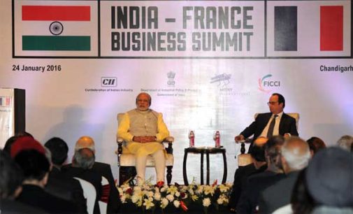 PM, Narendra Modi and the President of France, Francois Hollande, at the India-France Business Summit