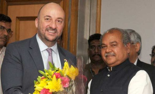 Deputy Prime Minister and Minister for Economy, Luxembourg, Etienne Schneider meeting the Union Minister for Mines and Steel, Narendra Singh Tomar, in New Delhi.
