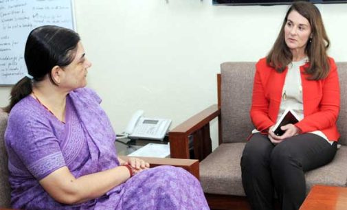 The Co-Founder of Bill & Melinda Gates Foundation, Melinda Gates meeting the Union Minister for Women and Child Development, Maneka Sanjay Gandhi, in New Delhi