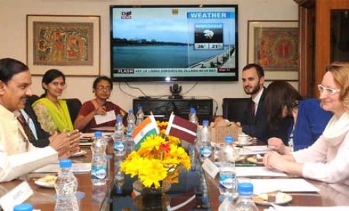 Minister of Culture, Latvia, Dace Melbarde meeting the MoS for Culture (IC), Tourism (IC) and Civil Aviation,