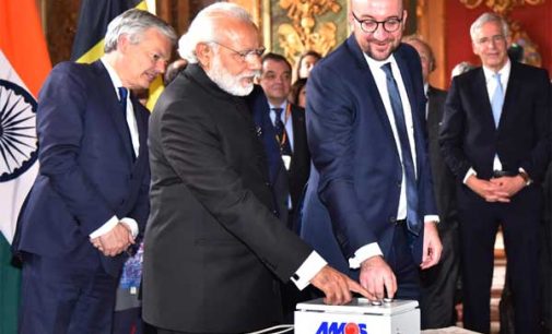 Prime Minister, Narendra Modi and the Prime Minister of Belgium, Charles Michel, during the Remote Technical Activation