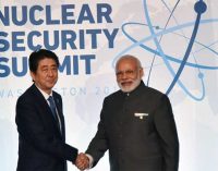 Prime Minister, Narendra Modi meeting the Prime Minister of Japan, Shinzo Abe,