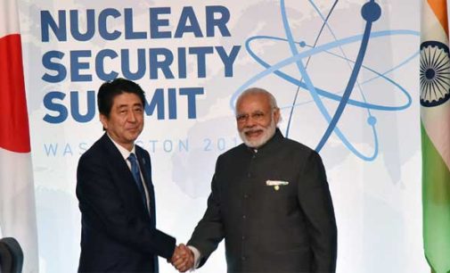 Prime Minister, Narendra Modi meeting the Prime Minister of Japan, Shinzo Abe,