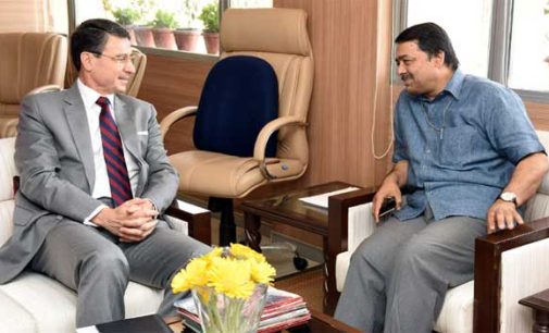 German Ambassador to India, Dr. Martin Ney meeting the Secretary, Ministry of Water Resources, River Development and Ganga Rejuvenation, Shashi Shekhar