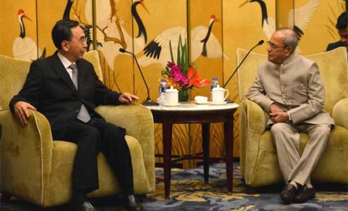 President of India, Pranab Mukherjee, meeting with the Governor of Guangdong Province ZHU XIAODAN