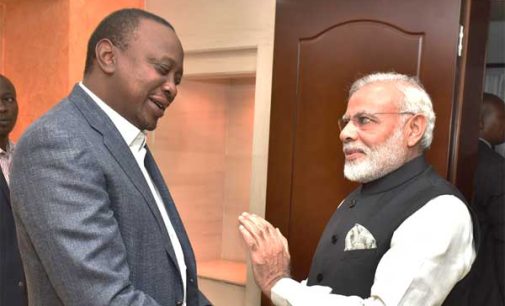 Prime Minister, Narendra Modi meeting the President of Kenya, Uhuru Kenyatta before the community event,