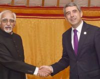 Vice President, M. Hamid Ansari in a bilateral meeting with the President of Bulgaria, Rosen Plevneliev
