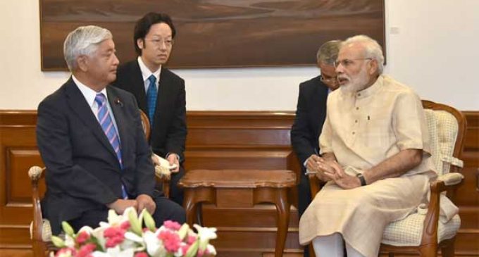 Minister of Defence, Japan, Gen Nakatani calls on the Prime Minister, Narendra Modi, in New Delhi.
