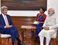 The Secretary of State of the United States of America, John Kerry calls on the Prime Minister, Narendra Modi,