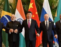 Prime Minister, Narendra Modi with other BRICS leaders in a family photograph, in Hangzhou, China.