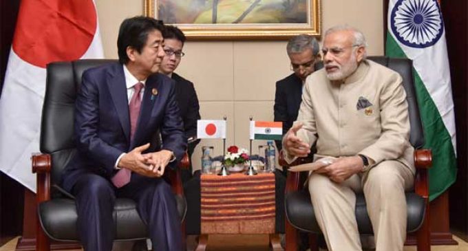 PM, Narendra Modi meeting the Prime Minister of Japan, Shinzo Abe, on sideline of the 14th ASEAN India