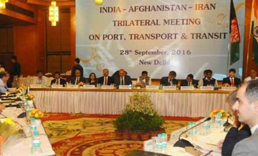 Minister for Road Transport & Highways and Shipping, Nitin Gadkari meetings with visiting Ministers from Iran and Afghanistan