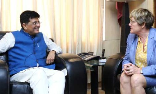 Ambassador of Finland to India, Nina Vaskunlahti meeting the MoS for Power, Coal, New and Renewable Energy and Mines (IC), Piyush Goyal,