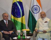 Prime Minister, Narendra Modi and the President of Brazil, Michel Temer, during bilateral meeting
