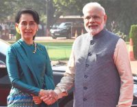 Prime Minister, Narendra Modi receiving the State Counsellor of Myanmar, Aung San Suu Kyi,