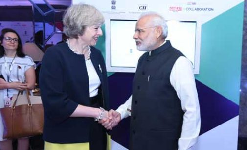 PM, Narendra Modi meeting the Prime Minister of United Kingdom, Theresa May at the India-UK Tech Summit,