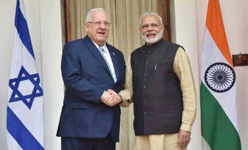 Prime Minister, Narendra Modi with the President of Israel, Reuven Rivlin, at Hyderabad House