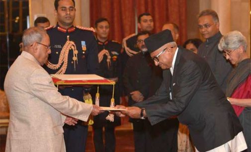 Ambassador-designate of Nepal, Deep Kumar Upadhyay presenting his credentials to the President,