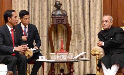 President of Indonesia, Joko Widodo meeting the President, Pranab Mukherjee, at Rashtrapati Bhavan,