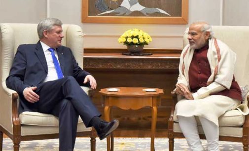 The former Prime Minister of Canada, Stephen Harper calling on the Prime Minister, Narendra Modi