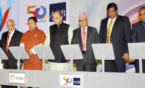 Minister for Finance, Corporate Affairs and Defence, Arun Jaitley along with the Finance Ministers of Bangladesh, Bhutan, Maldives, Myanmar, Nepal, Sri Lanka