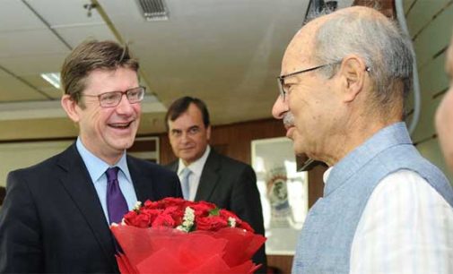 UK Secretary of State for Business, Energy and Industrial Strategy, Greg Clark meeting the MoS for Environment, Forest and Climate Change (IC), Shri Anil Madhav Dave