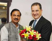 Minister of Tourism, Energy, Commerce and Industry of the Republic of Cyprus, Yiorgos Lakkotrypis meeting the MoS for Culture and Tourism (IC), Dr. Mahesh Sharma