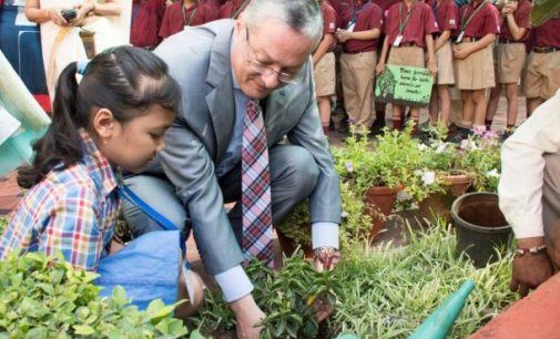 Egyptian Ambassador to India, H.E. Hatem Tageldin’s participation in the tree plantation drive at Delhi-NCR Schools.