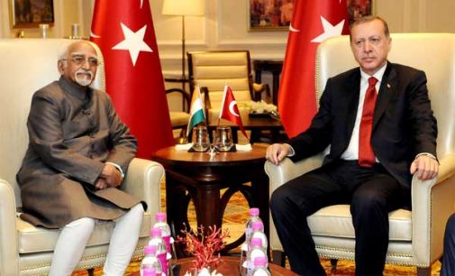 Vice President, M. Hamid Ansari calling on the President of the Republic of Turkey, Recep Tayyip Erdogan