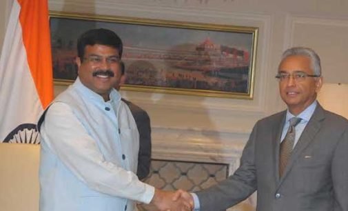 Petroleum Minister Dharmendra Pradhan meets visiting Prime Minister of Mauritius Pravind Kumar Jugnauth