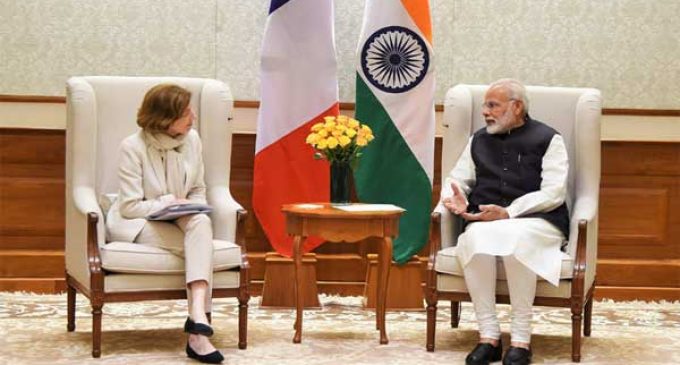 Minister for the Armed Forces of France, Florence Parly calling on the Prime Minister, Narendra Modi