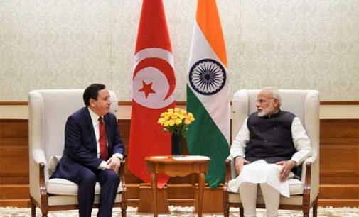 Foreign Minister of Tunisia, Khemaies Jhinaoui calling on the Prime Minister, Narendra Modi