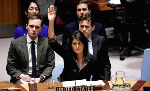 US vetoes UNSC resolution criticising its Jerusalem decision