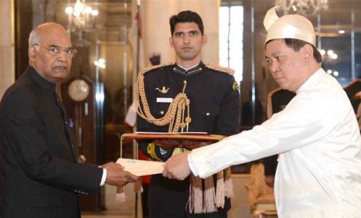 Ambassador Designate of the Republic of the Union of Myanmar, Moe Kyaw Aung presenting his credentials to the President, Ram Nath Kovind